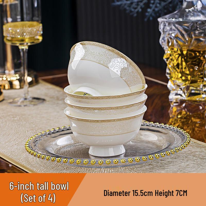 

European Gold Rim 56-Piece Bone China Dinnerware Set