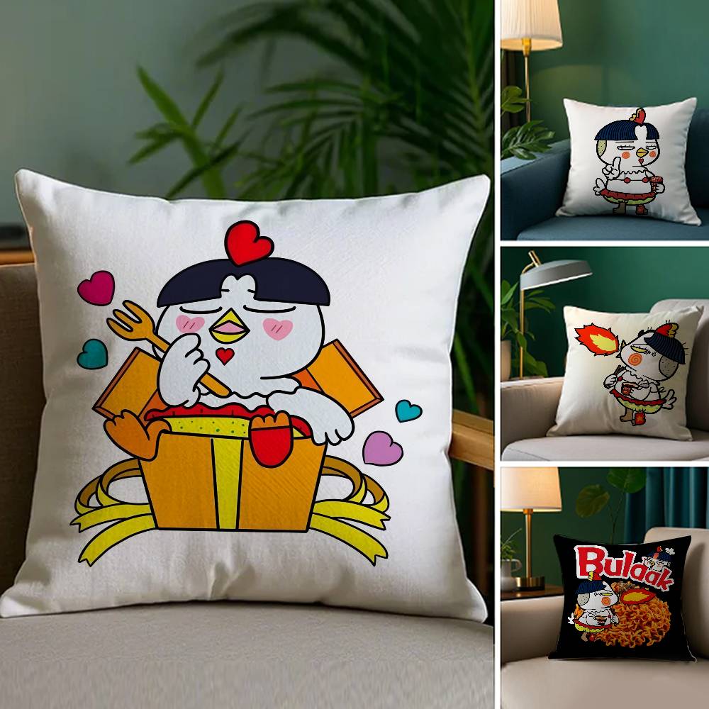 Kwaii Anime B-Buldak RameSn Povlak na polštář Plyšová látka Měkký oboustranný potisk Domácí pohovka Vysoce kvalitní povlak na polštář Přehoz