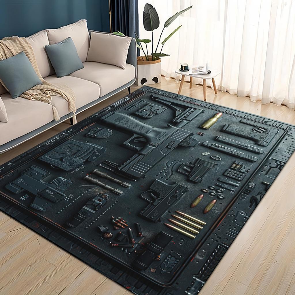 Style Military Shoot Gun Armoury Hot Weapons Rug for Living Room Bedroom Home Sofa Decoration,Kids Floor Mat
