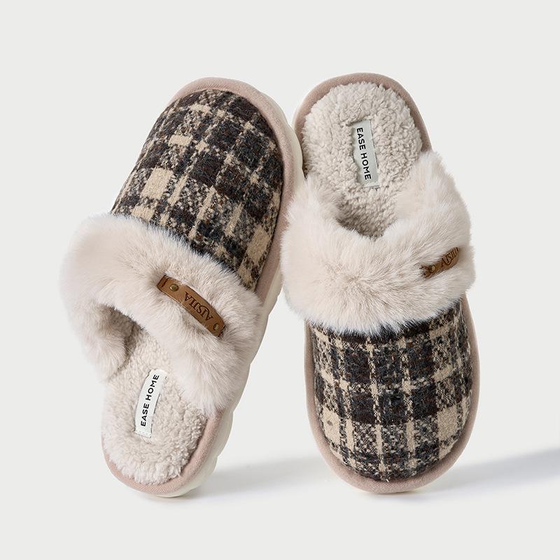 Premium Fashion Cotton Slippers 2025 Autumn and Winter New Indoor Home Non-slip Warm Fluffy Slippers Half-drag Cotton Shoes