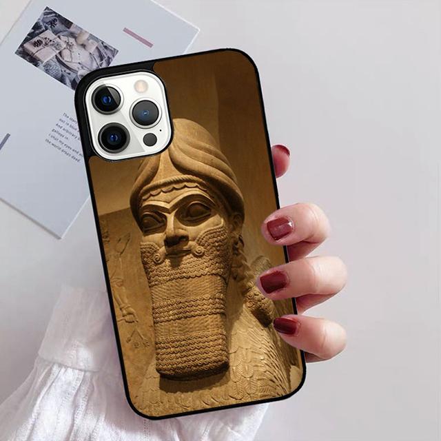 Lamassu Assyrischen Geflügelten Löwen Telefon Fall für iPhone 11 12 13 14 Pro Max mini XR XS SE 2020 6 7 8 Plus Samsung S21 S22 Coque Funda