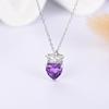 Heart 8.00mm nautral Amethyst pendant Crown design 925 Sterling silver necklace luxury fine jewelry for women's anniversary gift