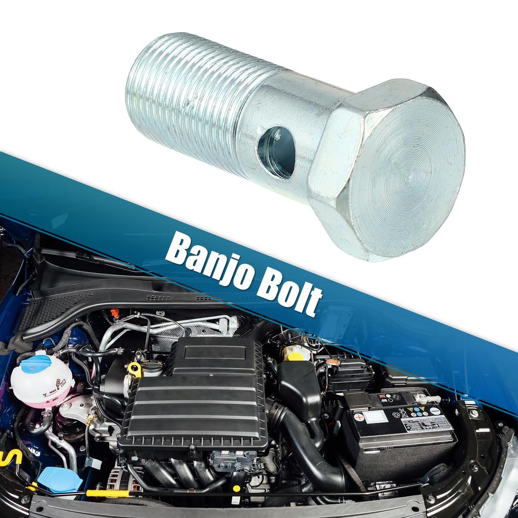 X AUTOHAUX 2 Sett Universalt Auto Banjo Bolt Bremsefittingsadaptersett Bremseledningsgjenger Bolter og Skiver M18*1.5*54