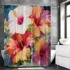 Fargerikt dusjforheng med blomster, Dekorativt dusjforheng til badet, Vanntett dusjforheng med kroker