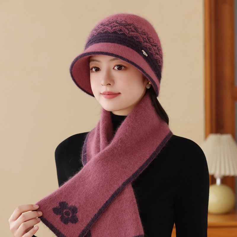 Knitted Basin Hat for Old Ladies and Grandmothers Ear Protection and Warm Rabbit Woolen Hats for Middle Aged and Elderly Mothers In Autumn and Winter.