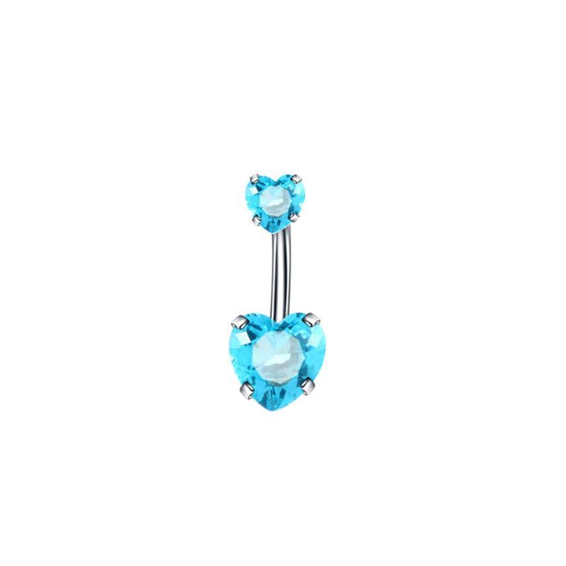 Heart Crystal Belly Button Rings Shiny Silver Stainless Steel Piercing Jewelry for Beach Holiday Accessories