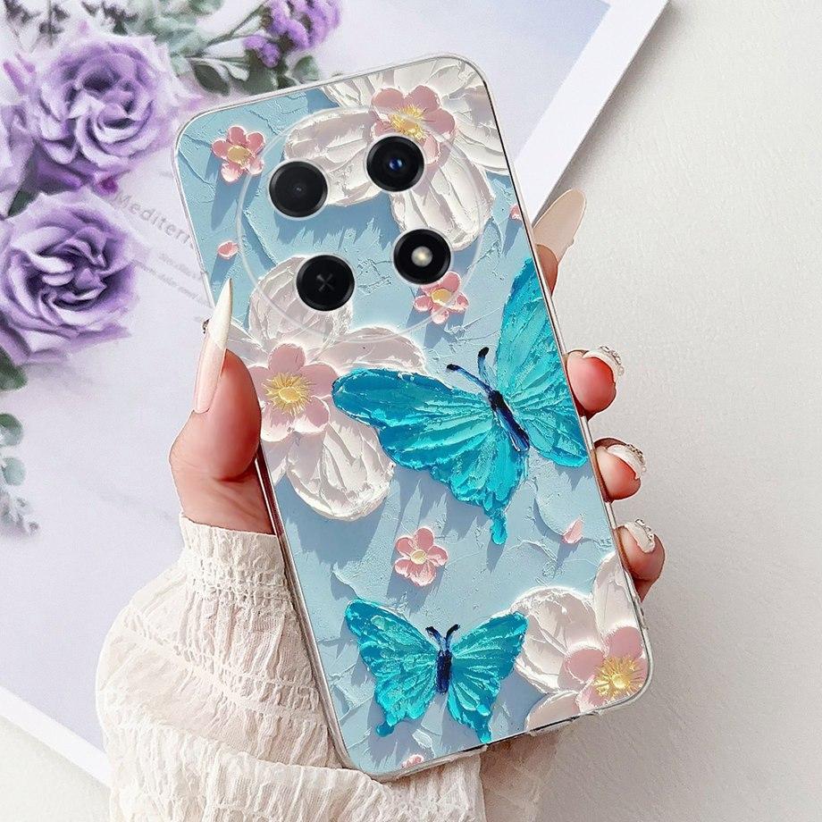 For Huawei Nova 13i / Nova 12i 4G Back Cover Girly Fashion Flower Butterfly Painting Case Soft TPU Clear Slim Silicone Fundas