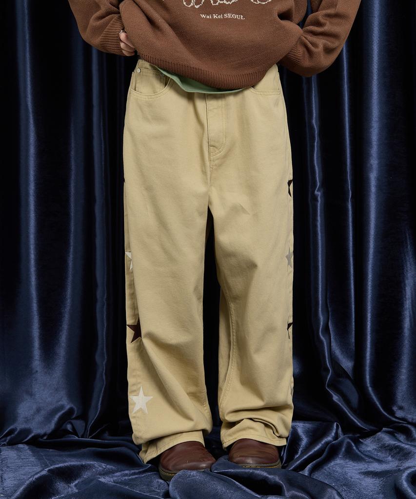 WAIKEI Star Cotton Pants Beige