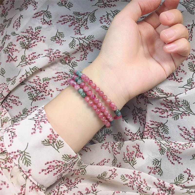 Tourmaline bracelet, red tourmaline, tourmaline crystal bracelet, multi-strand bracelet for friends, gift, red, lucky