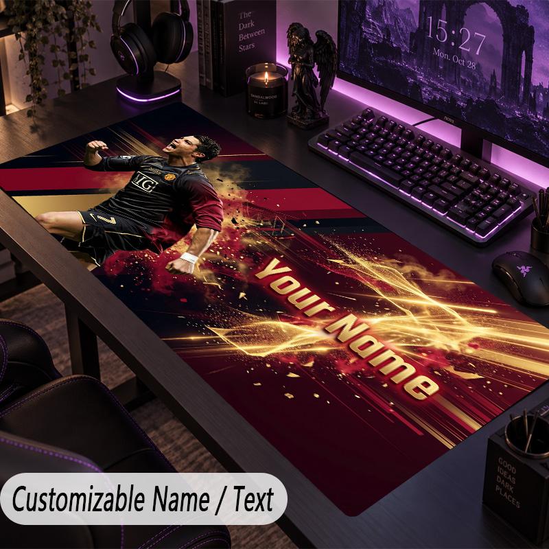 Large Mouse PadCristiano Ronaldo Custom Name Text Personalized Desk Mat Non Slip Gaming Pad