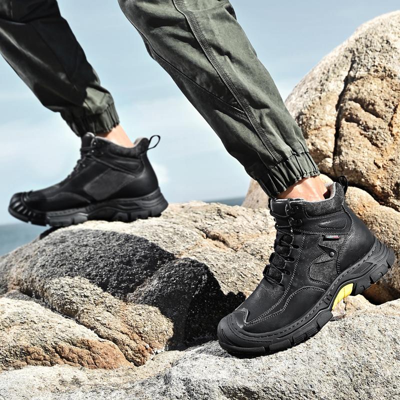 Fashion All-match Hiking Ankle Boots 2024 New Male Comfortable Sneakers Leather Fashion Outdoor Shoes Men Lace-Up Mens Motorcycle Boots