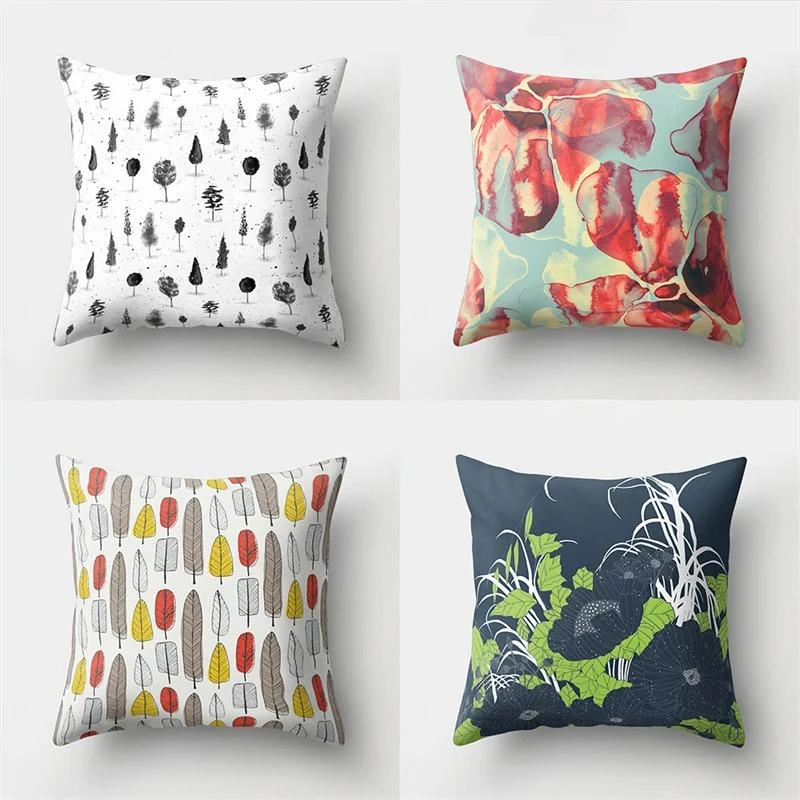 Office Living Room Home Pillowcase Green Leaf Coconut Tree Pattern Pillowcase Car Ornaments