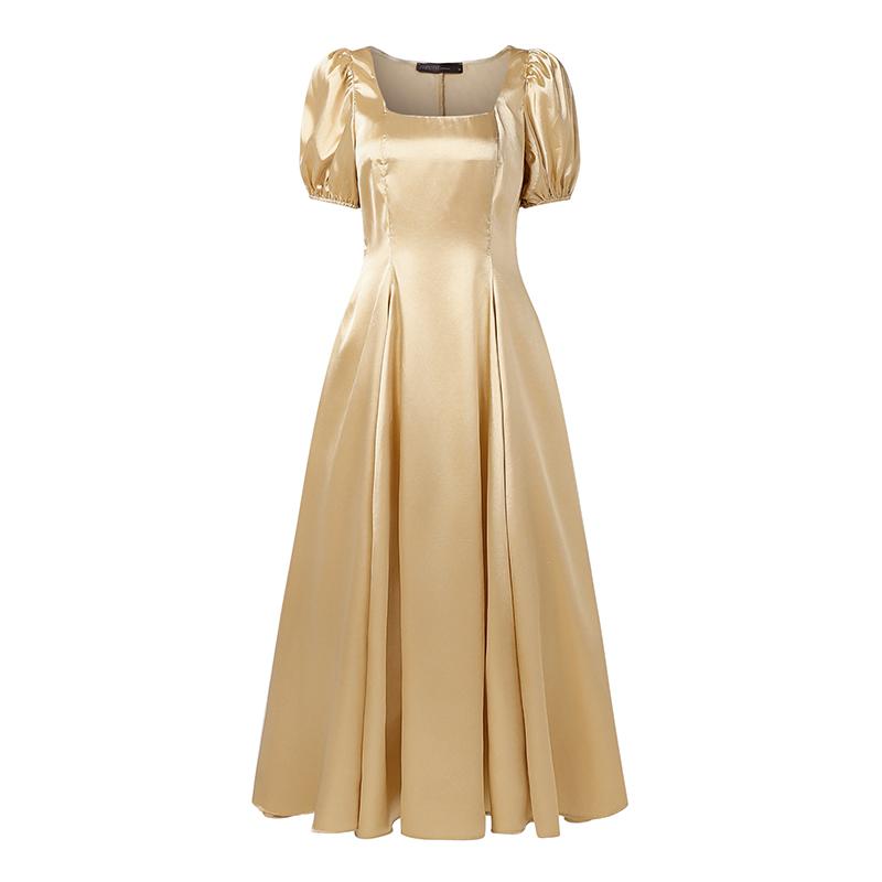 ZANZEA Women Casual Square Collar Summer Short Sleeve Party Long Dress