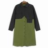 XITAO Full Sleeve Patchwork Single Breasted Dress GJ1076