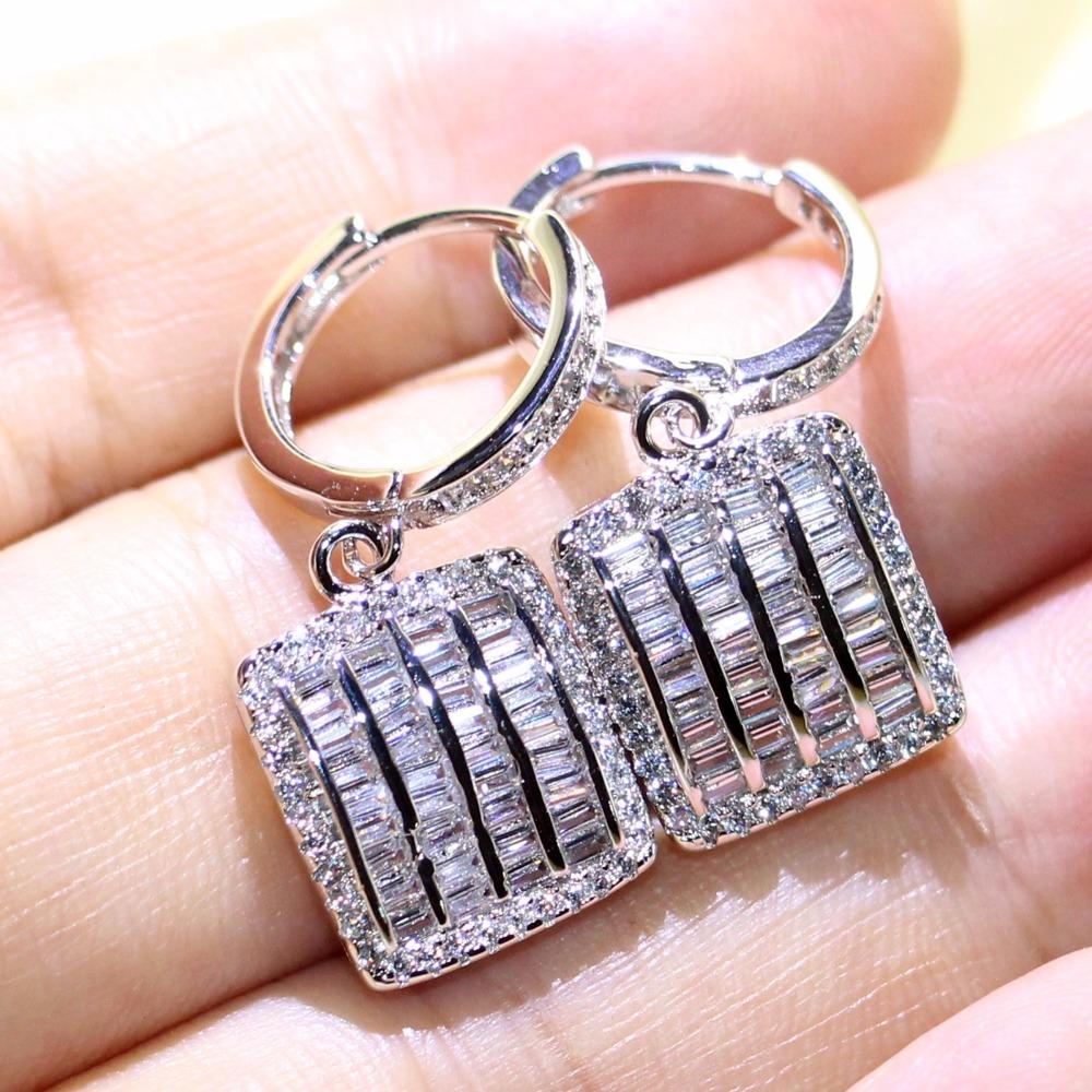 

Брендовые потрясающие роскошные ювелирные изделия из стерлингового серебра 925 пробы, огранка принцессы 5А, цирконий, 1 пара, романтические серьги-клипсы с фианитом для женщин, подарок