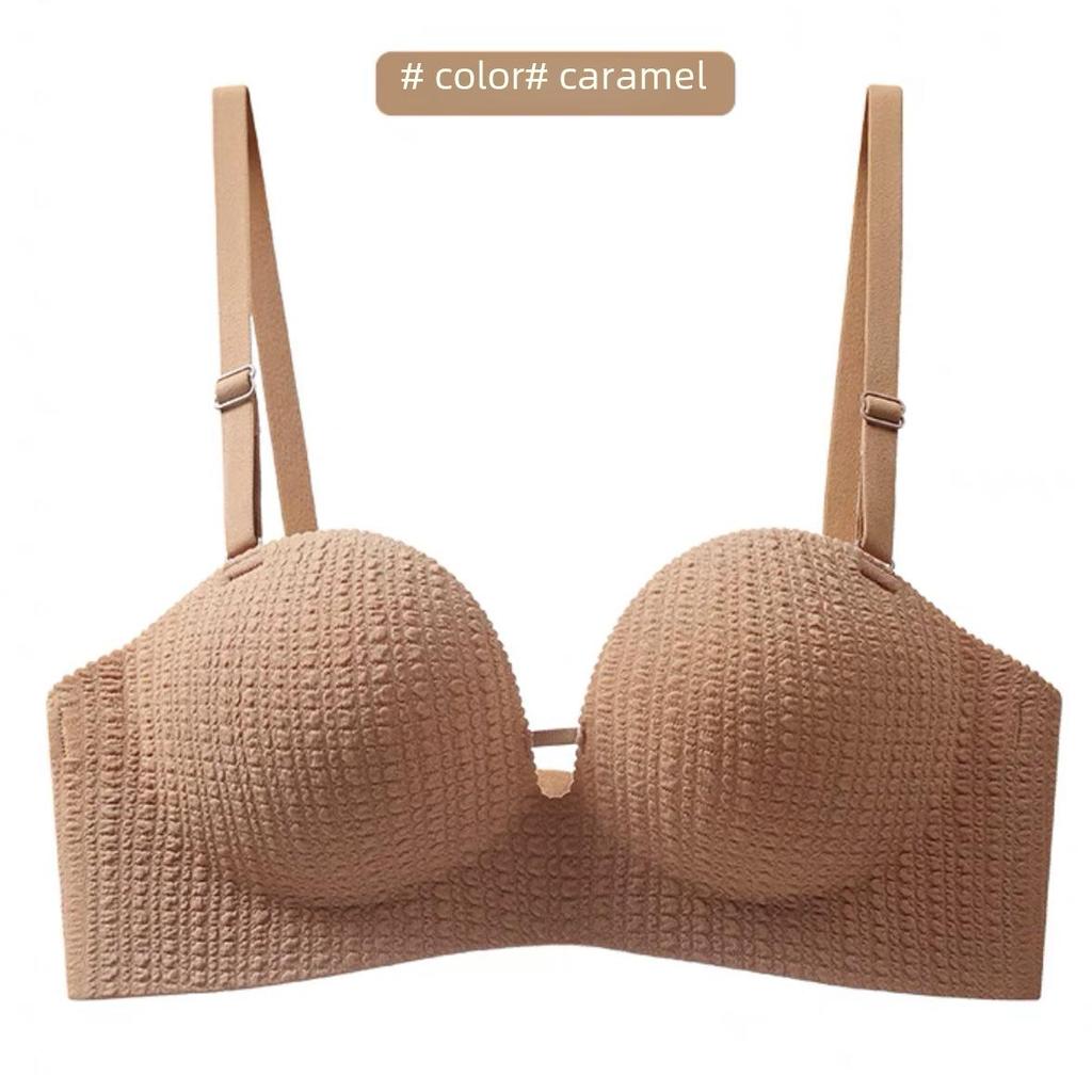 Seamless One-Piece Underwear: Enhances Small Busts with Gathering Effect, Non-Padded, Wire-Free Design.