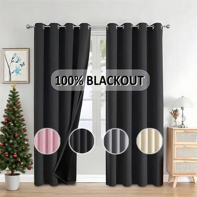1 pièce Rideaux Occultants Protection UV, Résistants à la Chaleur, Rideaux Bloquant la Lumière pour Salon & Chambre à Coucher, Rideaux de Fenêtre 100% Occultants Thermiques