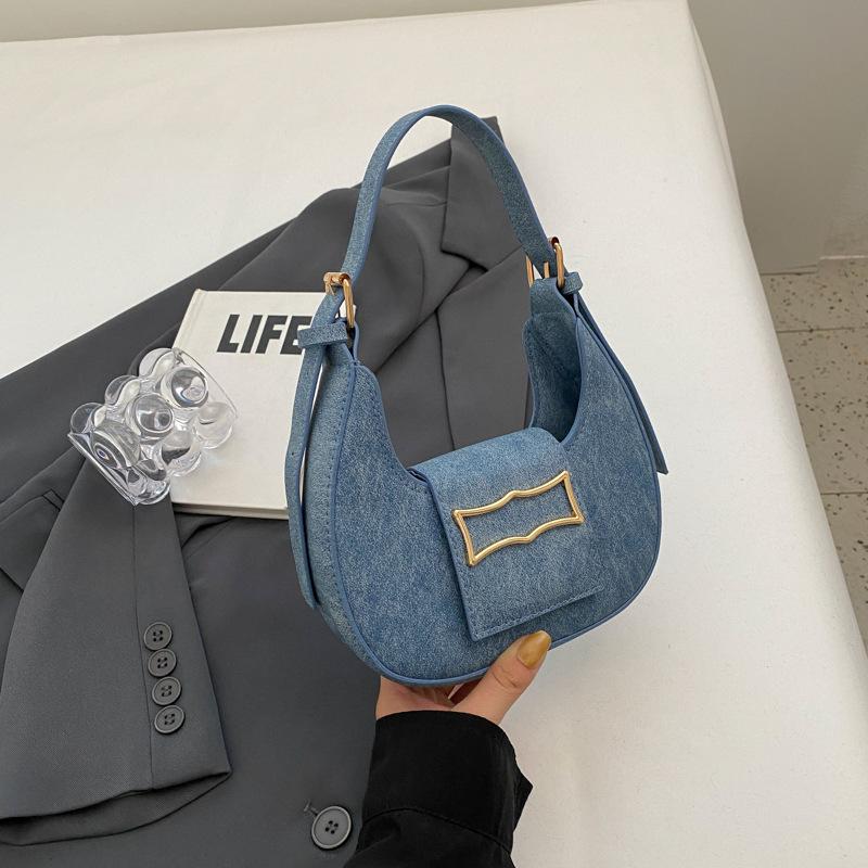 

Bag women s autumn new popular casual handbag simple personalized underarm bag retro fashion shoulder bag светло-синий