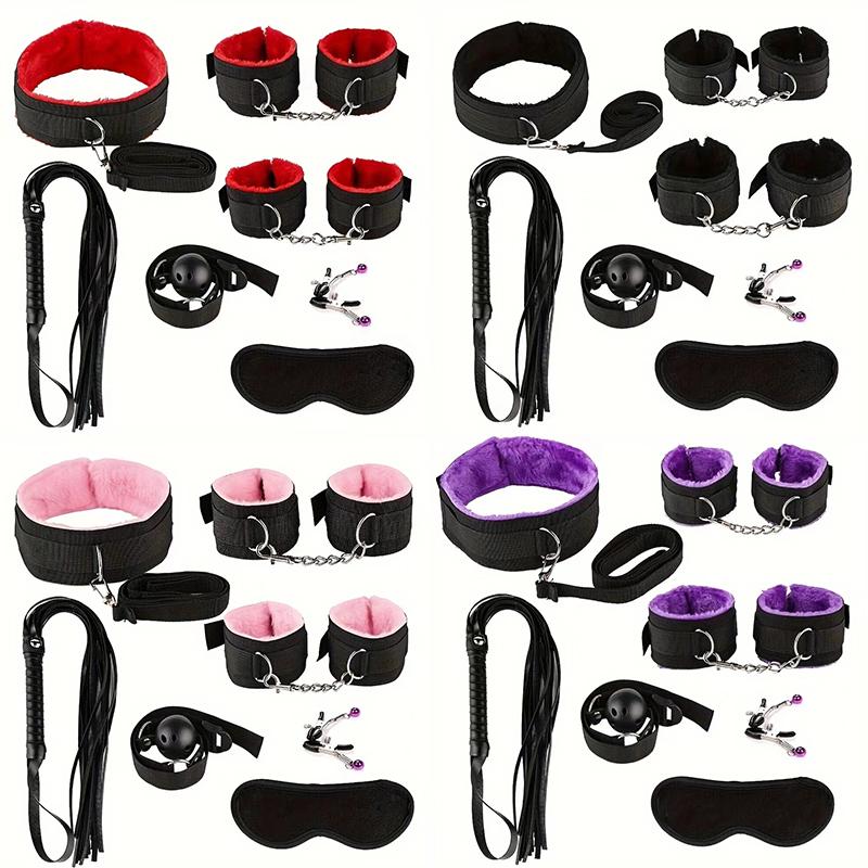 Sex Toy Bdsm Kits Plush Bondage Set Handcuffs Sex Games Whip Gag Nipple Clamps Toys For Couples Exotic Accessories No Vibrator