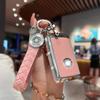Key Fob Cover Compatible with Mazda, Pink Leather Crystal 360 Degree Protection Key Shell Case for 2019-2022 Mazda 3, Mazda 3 H