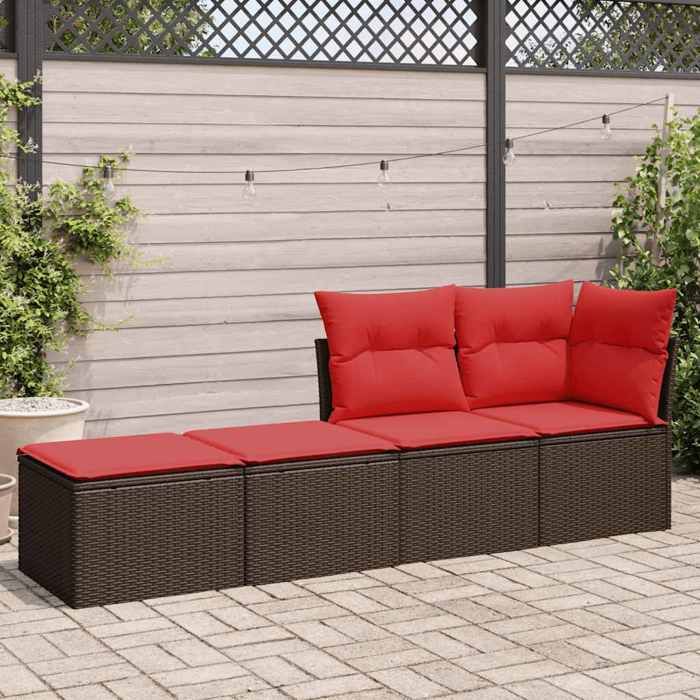 VidaXL Salon de jardin avec coussins 2pcs marron résine tressée acacia, ensemble de canapés d'extérieur, salon de jardin 3328667
