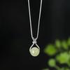 925 Sterling Silver Hetian Jade Coin Purse Necklace, Chinese Style Luxury Clavicle Chain for Women