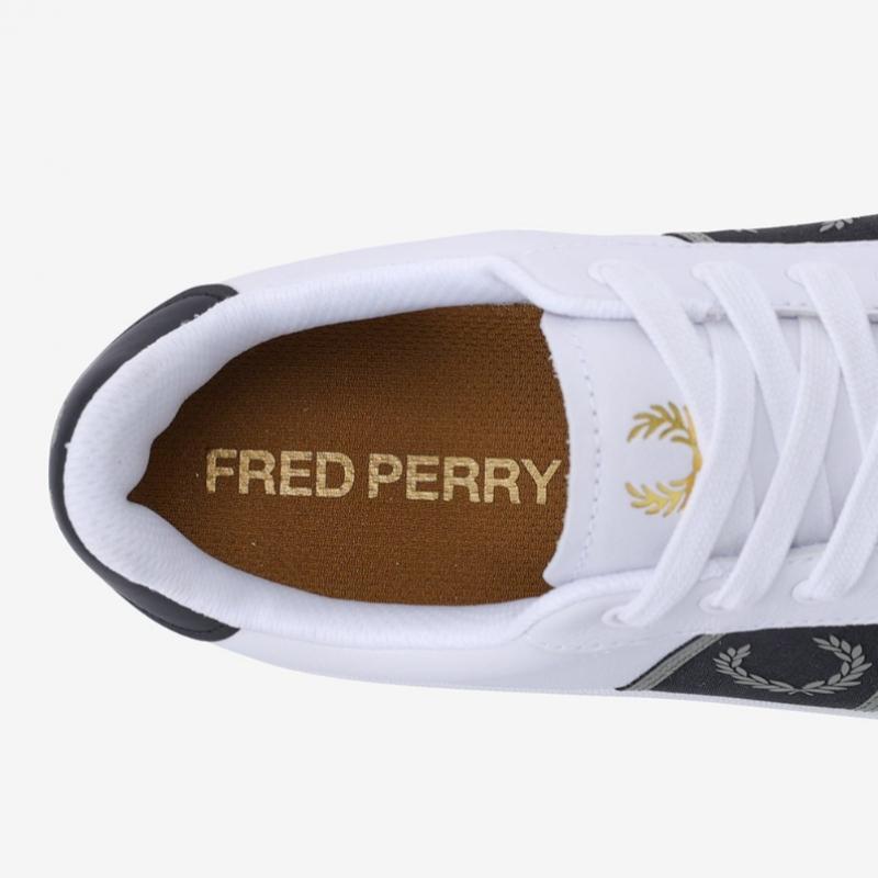 Fred Perry Tênis Masculino S B721 Couro Tira de Tecido com Marca