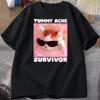 Tummy Ache Survivor Funny Cat Meme Tshirt Unisex Women Silly Stupid Cat Tee Shirt Unisexs Short Sleeve T Shirts Cotton Oversized Top