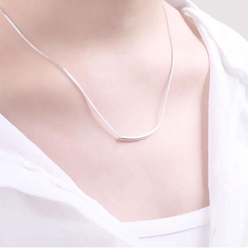 ANENJERY Necklace For Women Curved Tube Necklace Simple Elegant Style