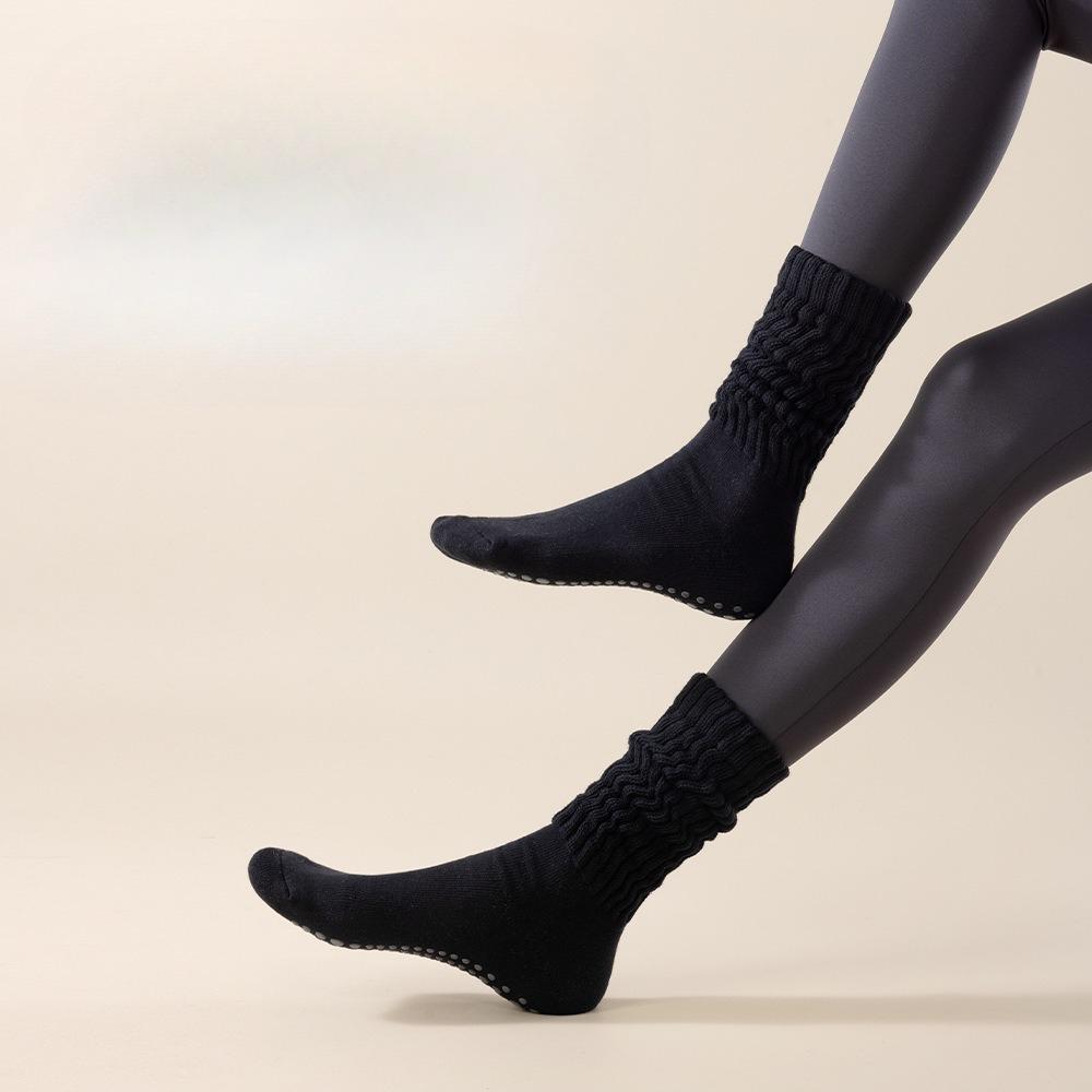 Dispensing Yoga Pilates Socks, Women's Anti-slip and Anti-friction Sports Fitness Calf Pile Long Stockings