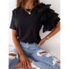GMXIA Summer Simple and Fashionable Ruffled Short-sleeved, Versatile O-neck T-shirt