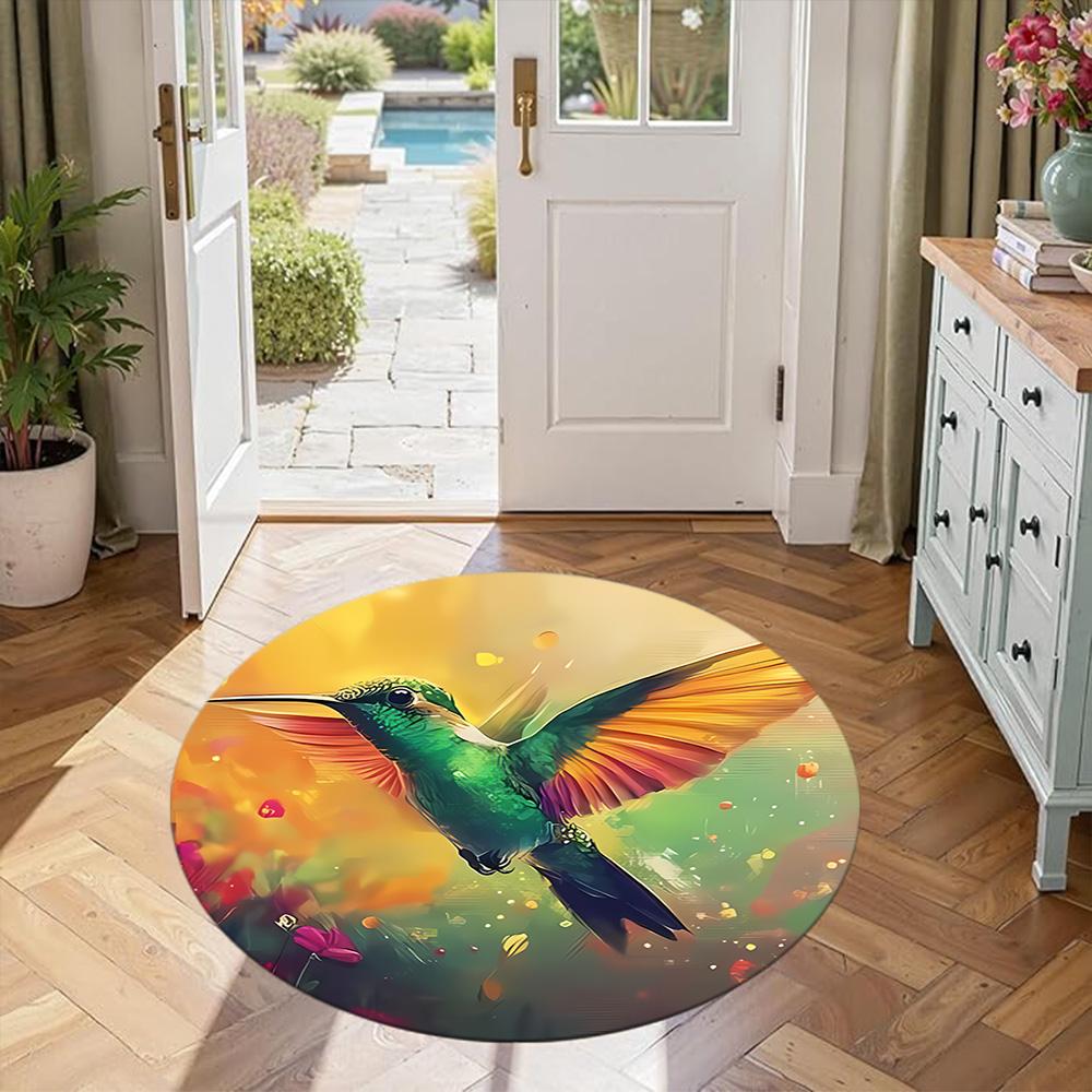 Bird Round Area Rug Suitable for Playrooms Decorate Room Dormitory Dining Room Anti-slip Round Rug Decorate Offices