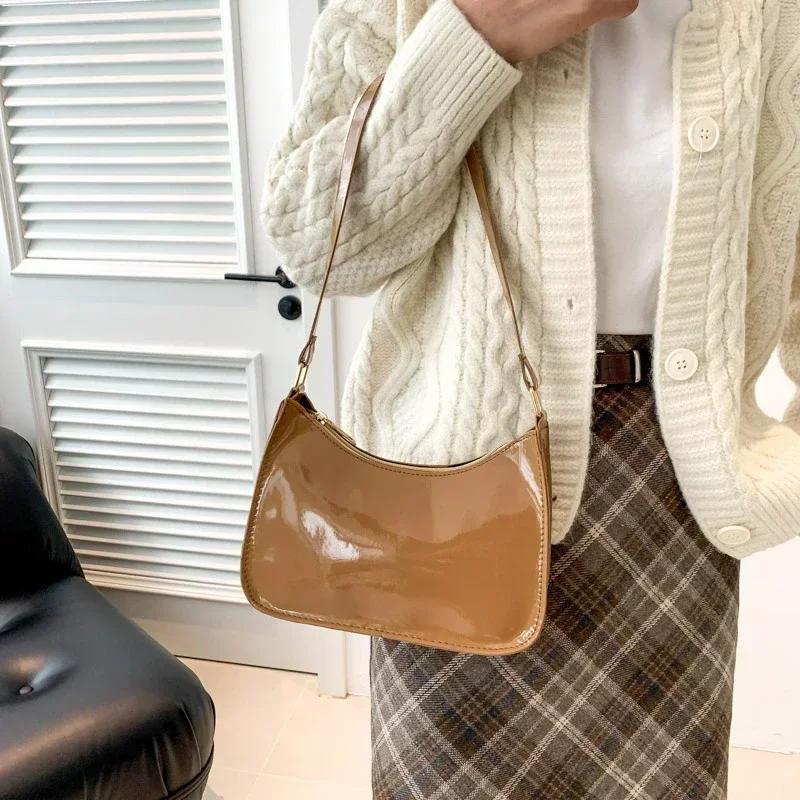 High Quality Zipper PU Solid Color Shoulder Bags Sewing Thread Youth High Capacity Hobos Fashion High Quality Hot Sale