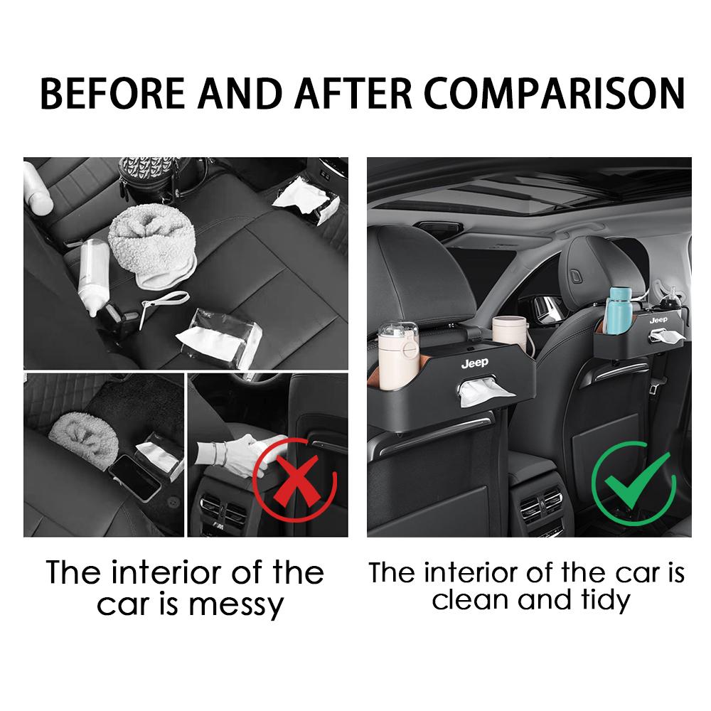 PU LeatherCar Seat Back Storage Box Tissue Box Water Cup Mobile Phone Holder For Jeep Renegade Patriot Wrangler Cherokee Compass AKN1