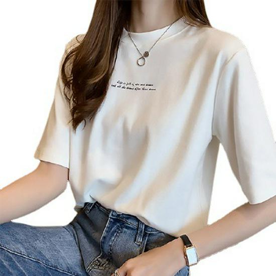 Dámské volné letní tričko ve stylu japonském a korejském s kulatým výstřihem a polovičním rukávem, nadměrná velikost