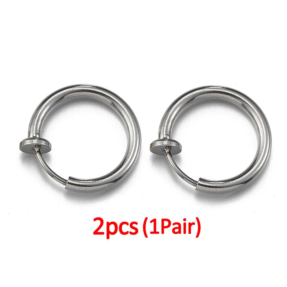 10pcs 2pcs Stainless Steel Retractable Clip On Ear Clip Hoop Non Piercing Round Earring Clips for Women Jewelry Making DIY