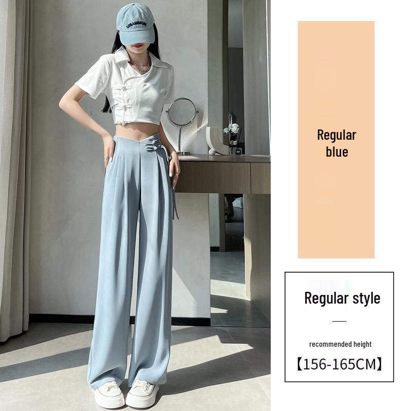 

Women s Retro Chinese Style Frog Button Wide-Leg Trousers XL