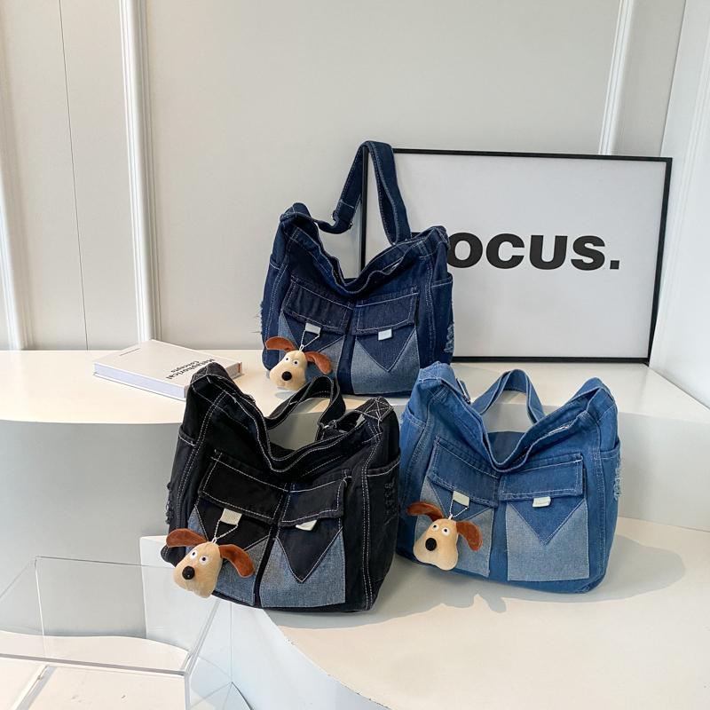 Джинсовая сумка Большая вместительная сумка Женская сумка через плечо Студенческая сумка — фото 5