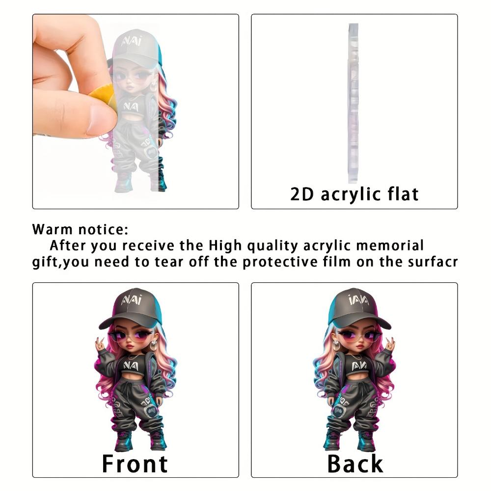 2D Flat Acrylic Pendant - Locomotive Girl, Pendant for Cars, Backpacks, Keys - Universal Gift for All Occasions