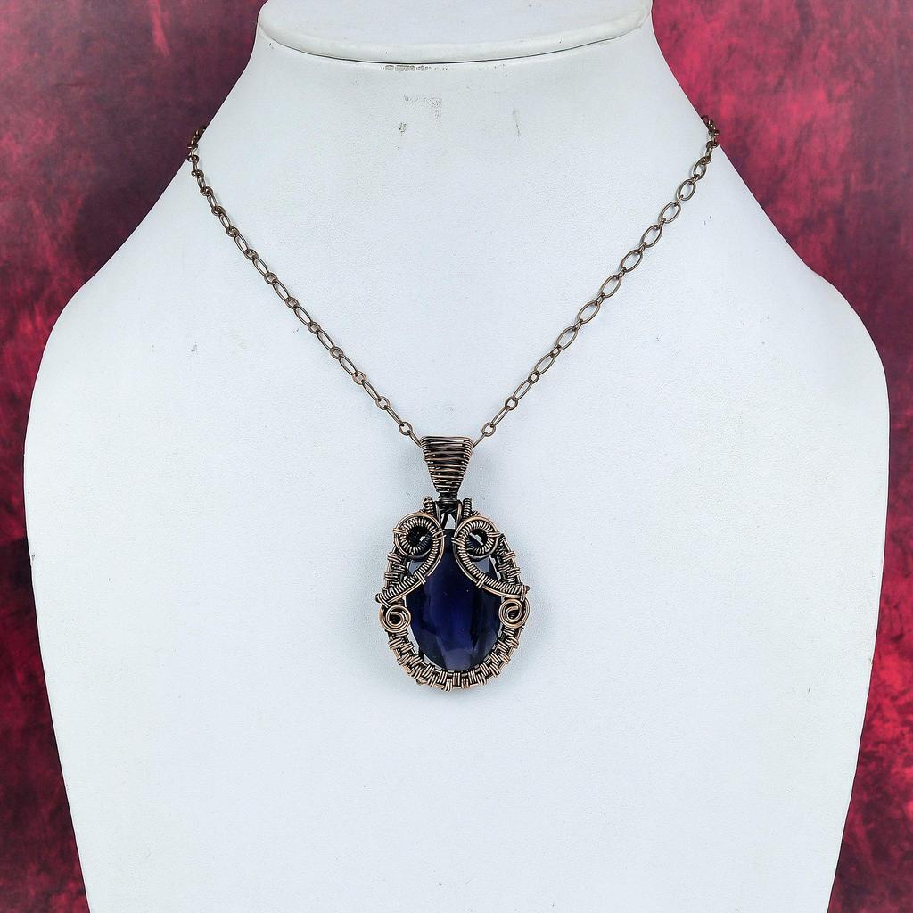 Faceted african amethyst pendant copper wire wrapped pendant handmade pendant copper jewelry gemstone pendant gifts for wife antique jewelry