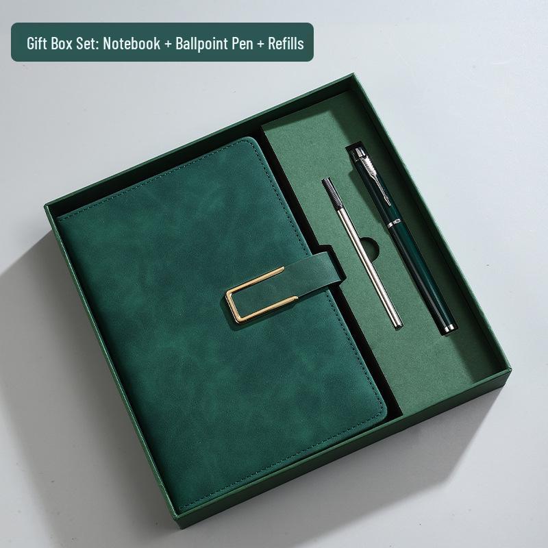A5 Notepad Notebook Gift Set with U-Shaped Buckle, Leather Surface, Custom Logo for Business Meetings
