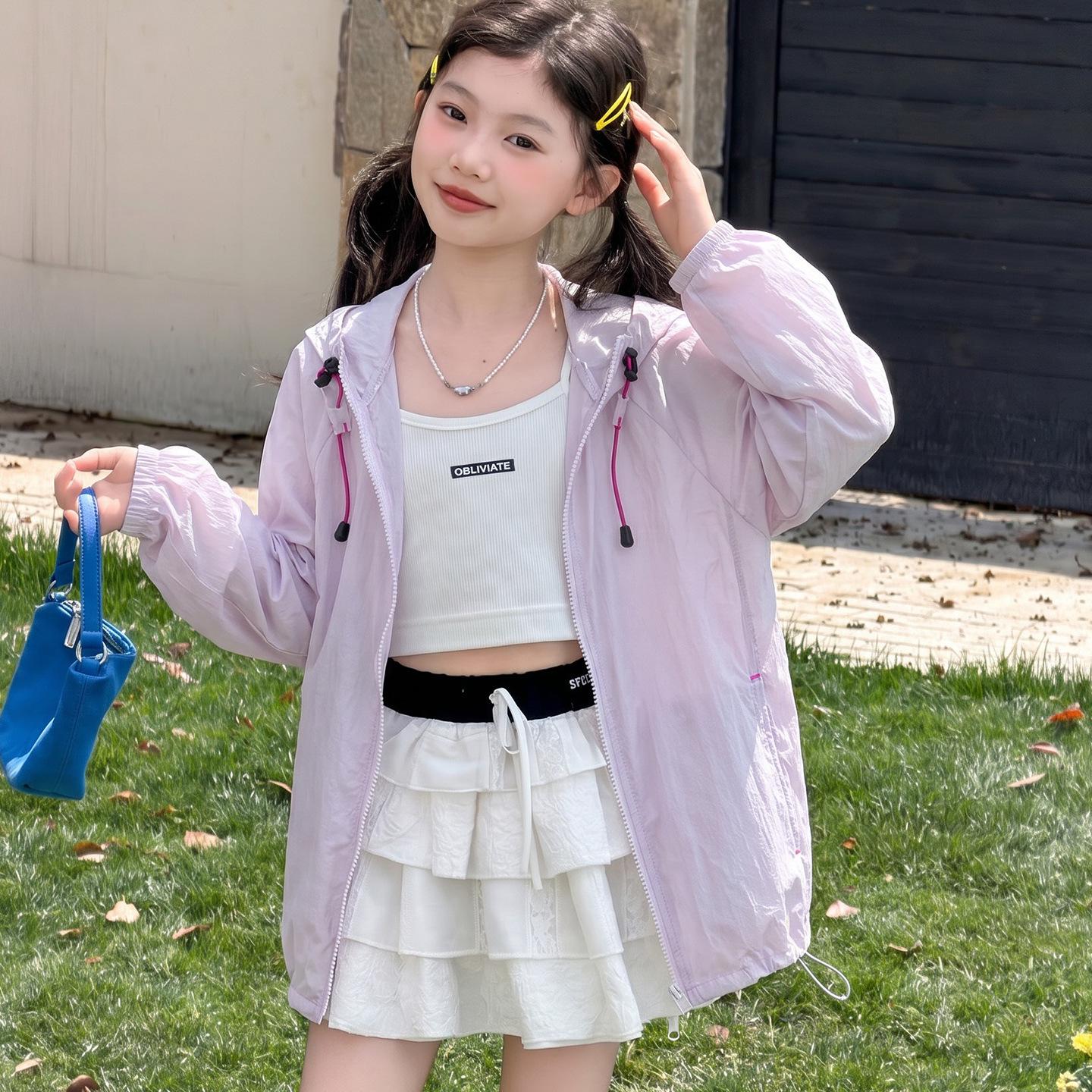 Girls Trendy Sun-Protective Lightweight Summer Jacket (2026) - Stylish for Medium and Large Children 170