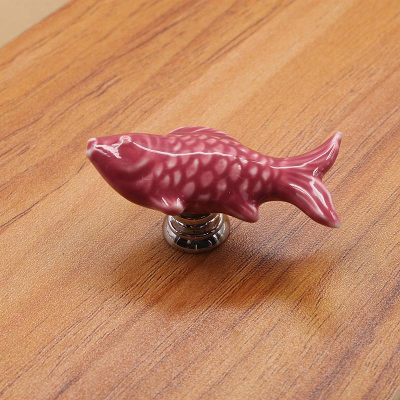 

1PC Furniture Cabinet Door Ceramic Handle European Style Cabinet Drawer Pumpkin Goldfish Cartoon Color Pastoral Handle