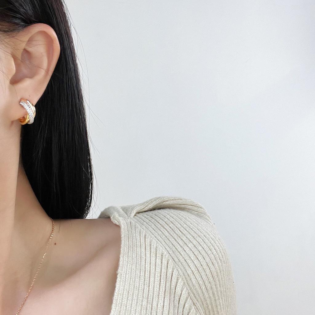 New Hot Brand Vintage Diamond Earring for Women Luxury Jewelry Designer Eardrop Fashion Lady Party Electroplate Stud Earrings