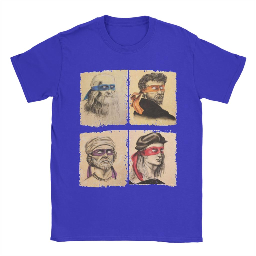 Science Turtles T Shirt Men Pure Cotton Fun T-Shirt Round Collar Mutant Ninja Renaissance Tees Short Sleeve Clothing Adult