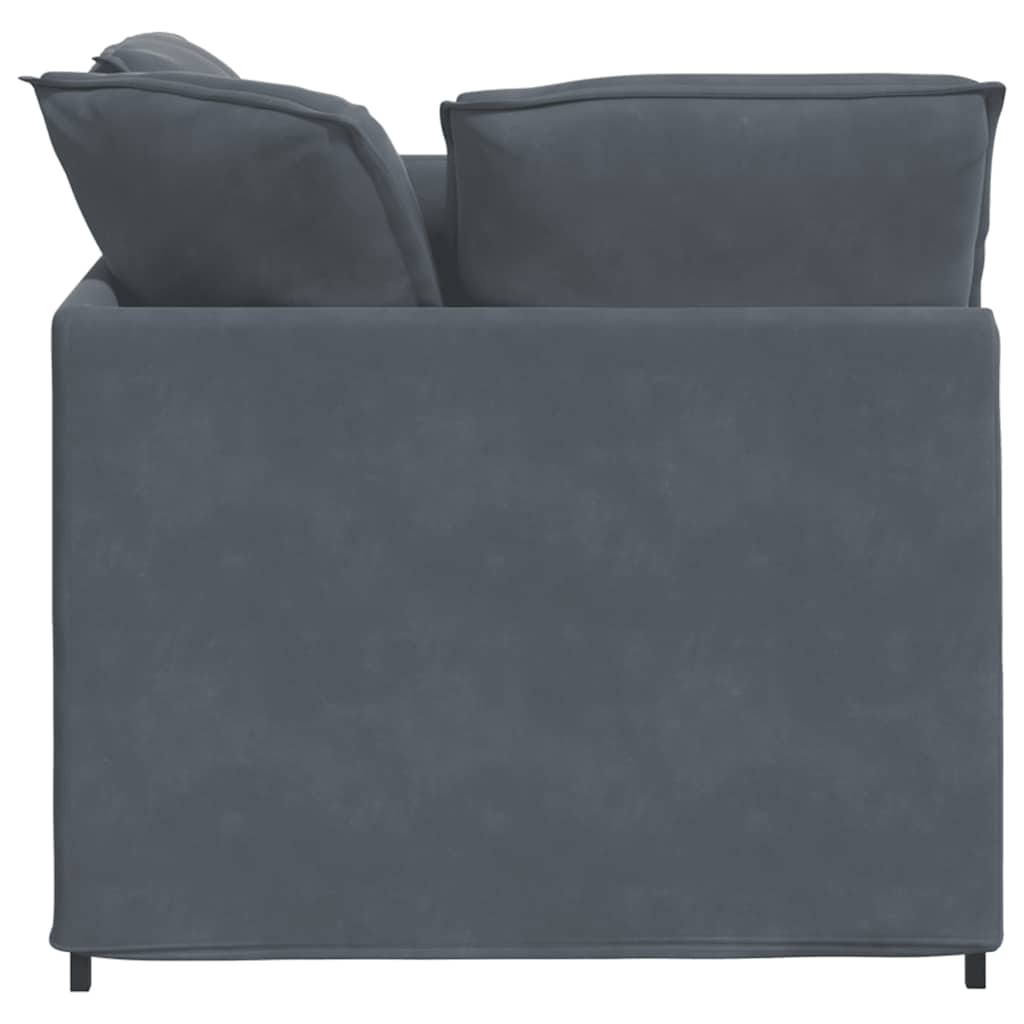Modular Sofa with Footstool and Cushions Velvet Dark Grey