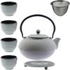CAST IRON KETTLE 1.5L TEA STRAINER 4x CUPS PLATE
