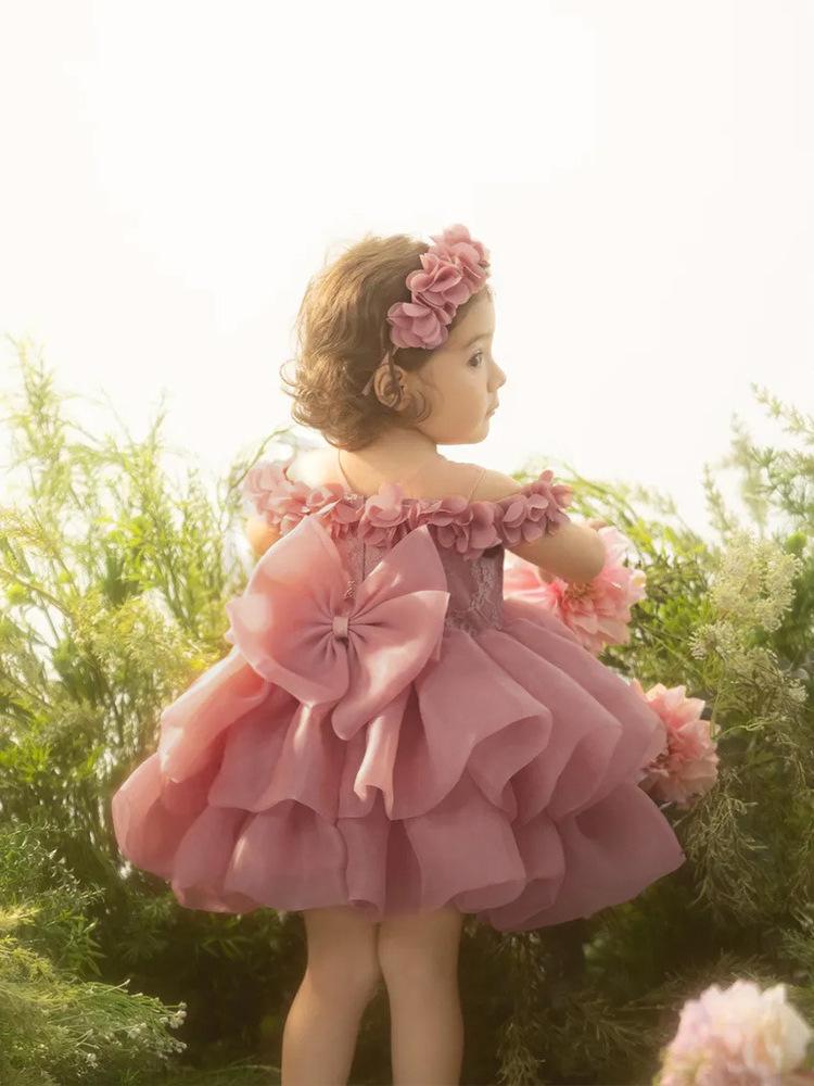 Mädchen- Prinzessinnenkleid 2025: 3D-Blumen-Abendgarderobe für Auftritte, Rezitale und Laufstegveranstaltungen.