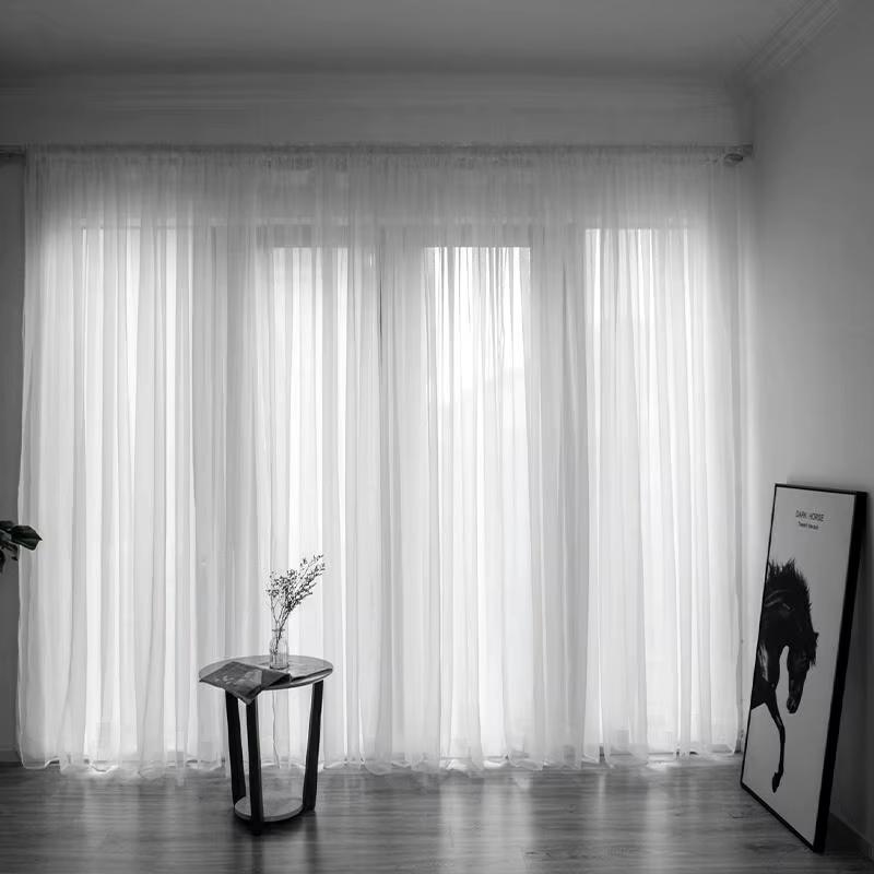 1 Pc White Tulle Modern Sheer Curtains Window Curtains for Living Room Bedroom Dining Decor Semi Blackout Rideaux Voilage