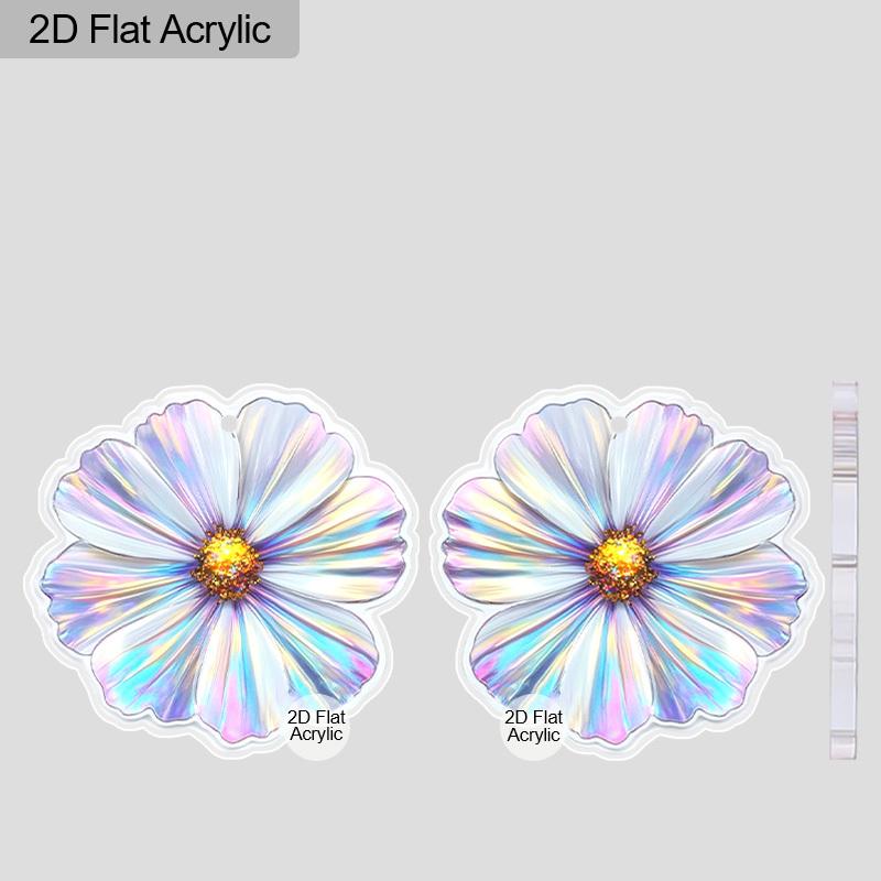 2D Flat Acrylic Cute Glittering Flower Dangle Earrings, Perfect as a Festive Gift for Women, Holiday Party Decorative Jewelry